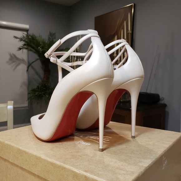 NEW Christian Louboutin Conclusive Pump in Crème Leather 100mm Heel Size 40.5 - Picture 9 of 12
